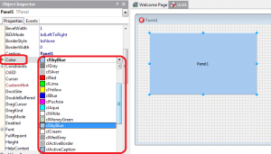 Object Inspector Color Drop-Down